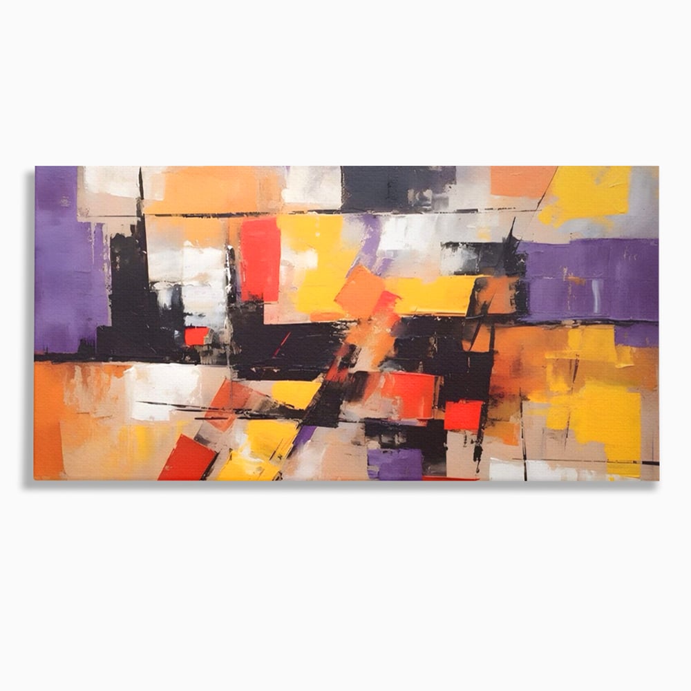 Tablou canvas cu tablou canvas cu compozitie abstracta, fara rama, pe sasiu de lemn